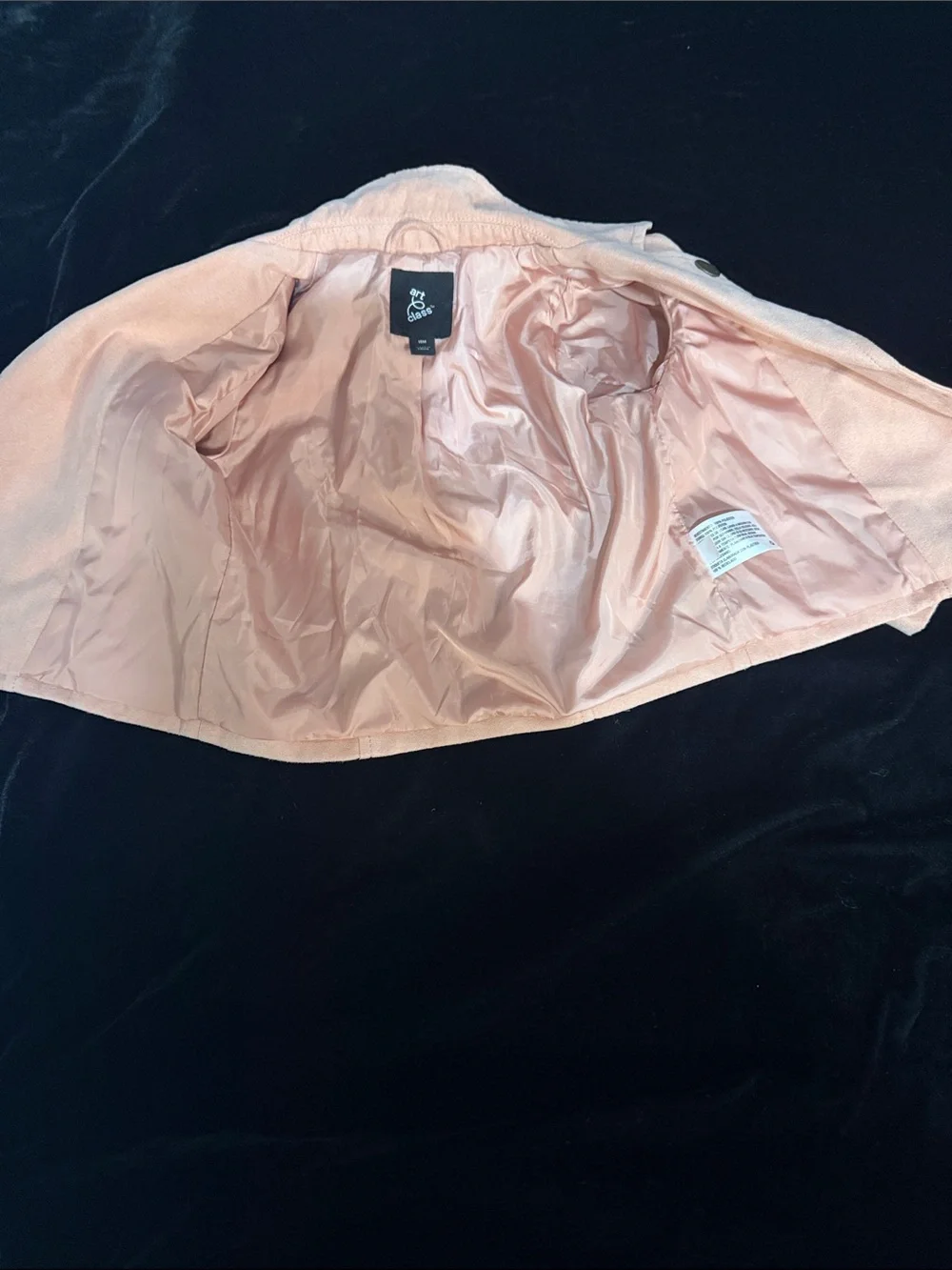 Art Class Pale Pink Moto-Style Faux Suede looking Jacket